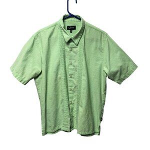 G Candila Shirt Mens Size 42 Green Short Sleeve Button Up Cotton Blend Casual